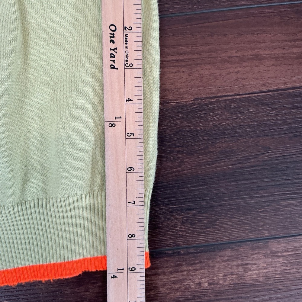 Anthropologie Cardigan Striped Lime Green Neon Orange Button Front Size S Knit - Picture 6 of 8